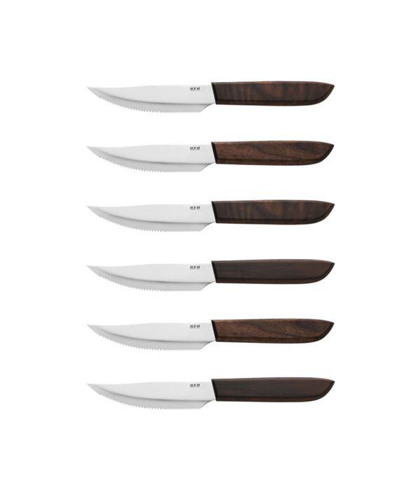 MKM NEXT – STEAK KNIFE, 11 CM SATIN S/S bld, WALNUT WOOD hdl 6 pcs SET