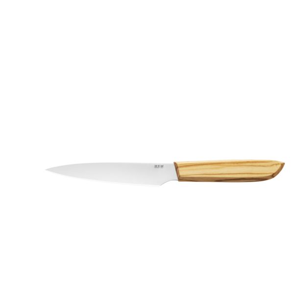 MKM NEXT –  UTILITY KITCHEN KNIFE, 15 CM SATIN S/S bld, OLIVE WOOD hdl