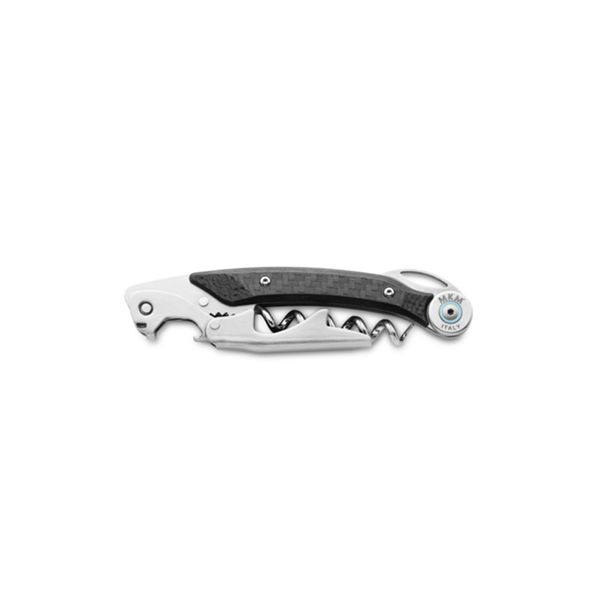 MKM OMNIA – CORKSCREW, S/S SPIRAL AND DOUBLE LEVER SYSTEM DLS w/CAP LIFTER AND SPIRAL, BLACK CARBON FIBER hdl