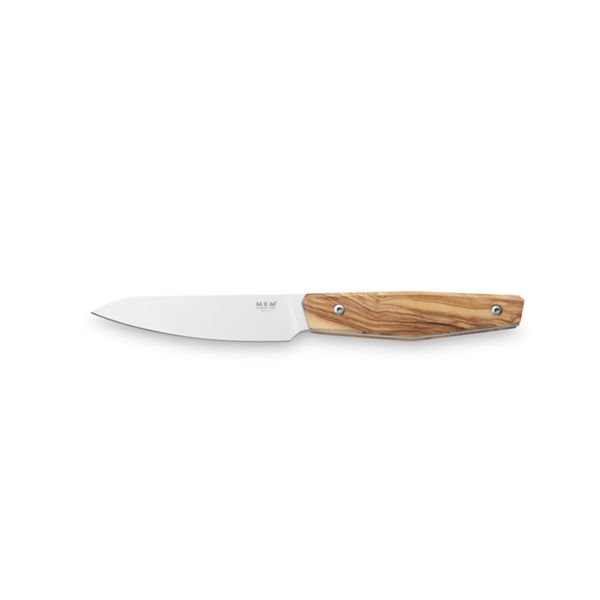 MKM PRIMA – PARING KITCHEN KNIFE, 9,5 CM X50CrMoV15, SATIN S/S bld, OLIVE WOOD hdl