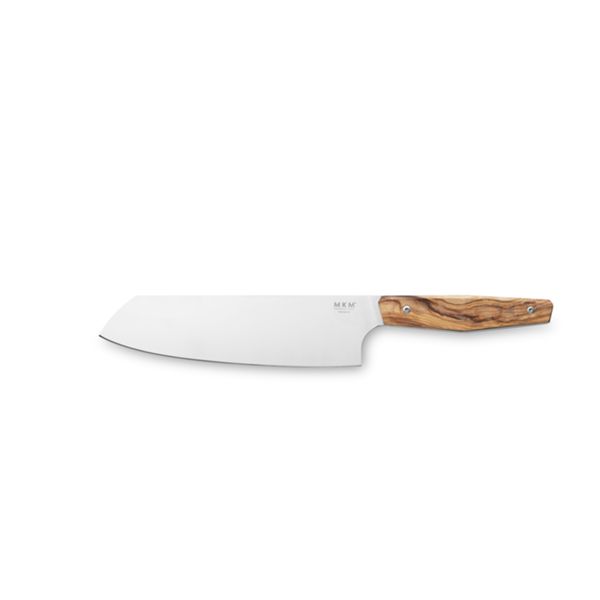 MKM PRIMA – SANTOKU KITCHEN KNIFE, 17 CM X50CrMoV15, SATIN S/S bld, OLIVE WOOD hdl