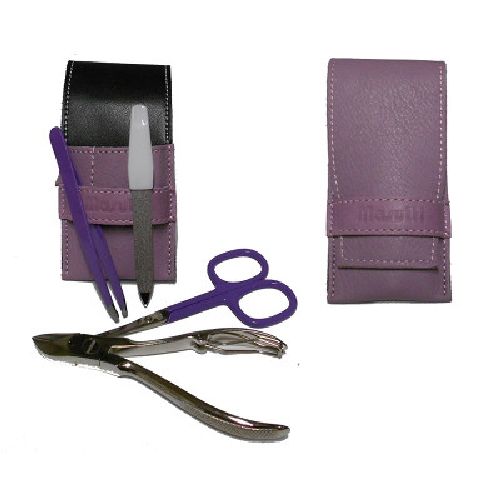 MANICURE CASE, LEATHER, SCISSORS, TWEEZERS, FILE, CUTTERS