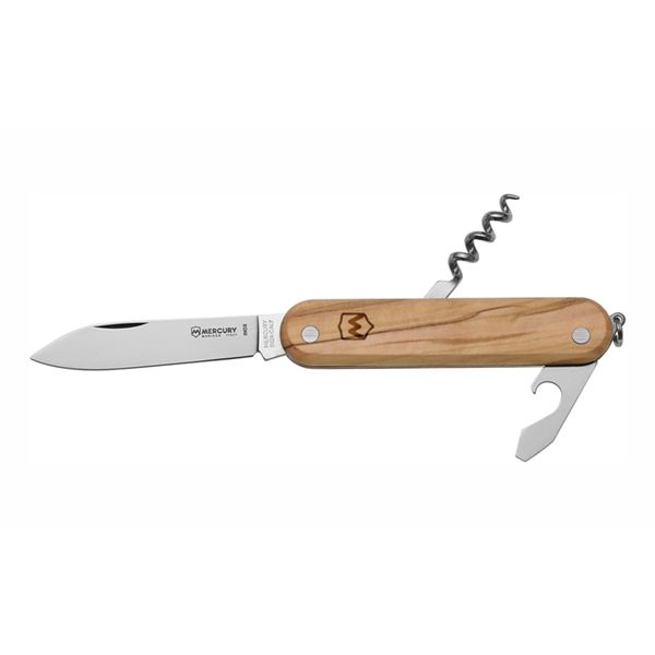 MULTI-TOOL KNIFE - 3 TOOLS, OLIVE hdl, KNIFE, CAP-OPENER W/FLAT SCREWDRIVER, CORKSCREW