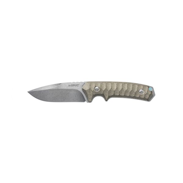 MERCURY RANGER – SLEIPNER SW DROP POINT FIXED bld, GRN CANVAS MICARTA hdl, BLK LEATHER SHEATH