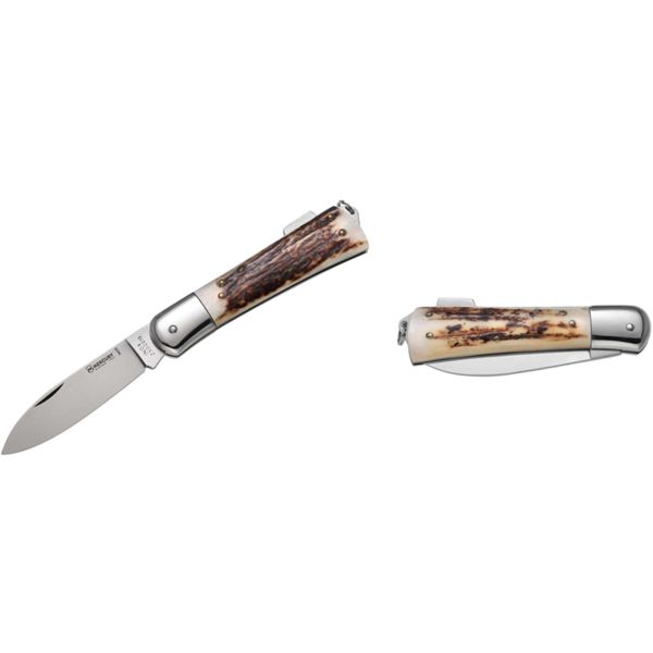 MULTI-TOOL HUNTING KNIFE - S/S DROP bld, STAG hdl