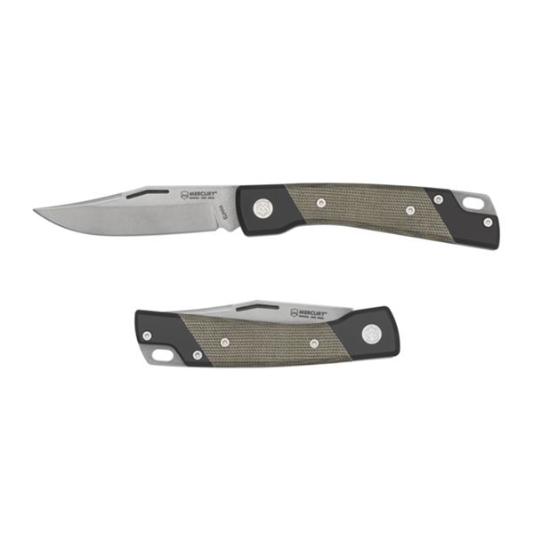 LUC - ELMAX SW bld, BLK ALU + GRN CNV MICARTA hdl, SINGLE BOX PACKAGE