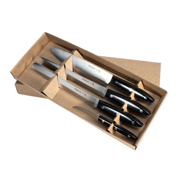 DELFINO KITCHEN KNIVES SET - 4 pcs, BLK POM hdl