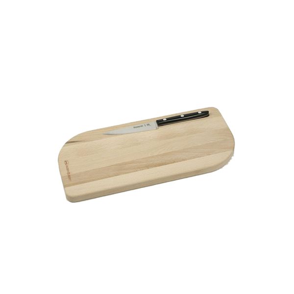 USEFUL CHOPPING BOARD WITH BLACK "DOLPHIN" PARING KNIFE