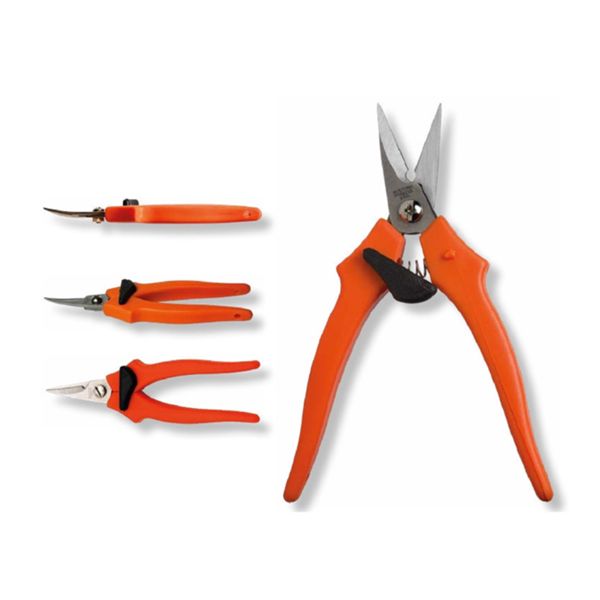 SHEAR, MULTIPURPOSE, POINTED TIPS w/CLIP, MM 165, S/S CURVED DOUBLE bld, PLASTIC hdl ORG