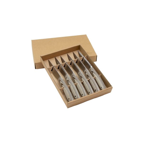 ECONFEZIONE – PAPERSTONE, Set of 6 steak knives, Steel blade and rivets, Cardboard box