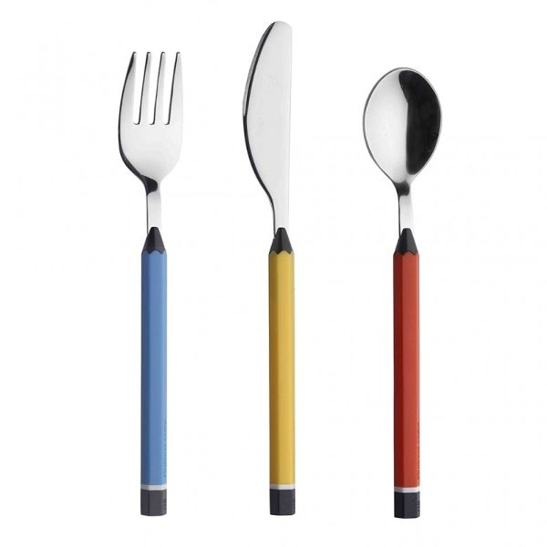 SET OF 3 CHILDREN'S CUTLERY AND PENCILS