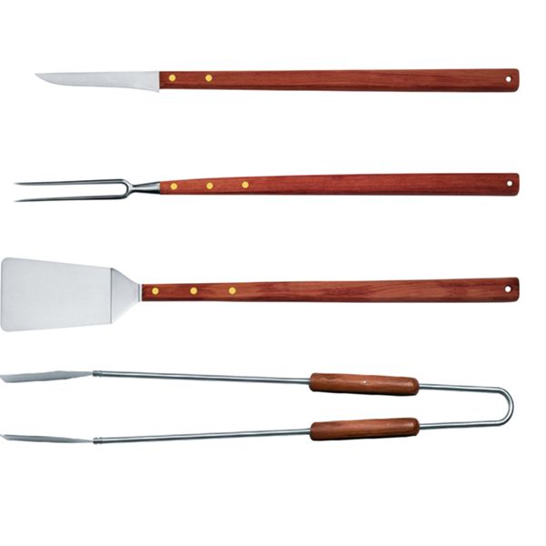 BBQ & GRILL SET, WOOD HANDLE CM. 57