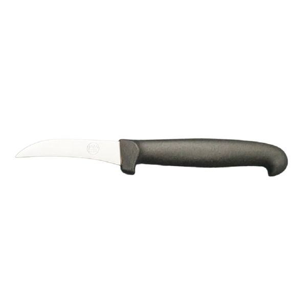 CURVED PARING KNIFE, 7 CM BLACK PLASTIC hdl