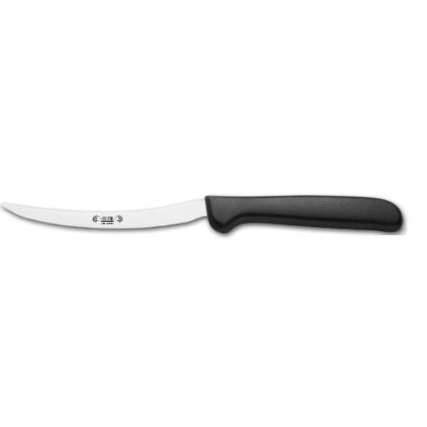 KITCHEN KNIFE EASY CUT, TOMATO KNIFE CM 12, MIRROR POLISHED/SATIN FINISH bld, AISI 420 STAINLESS STEEL bld,  BLACK Atoxic Plastic hld