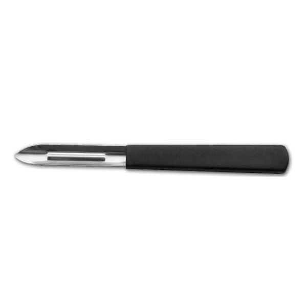 KITCHEN KNIFE EASY CUT, POTATO PEELER KNIFE CM 6,5, MIRROR POLISHED/SATIN FINISH bld, AISI 420 STAINLESS STEEL bld,  BLACK Atoxic Plastic hld