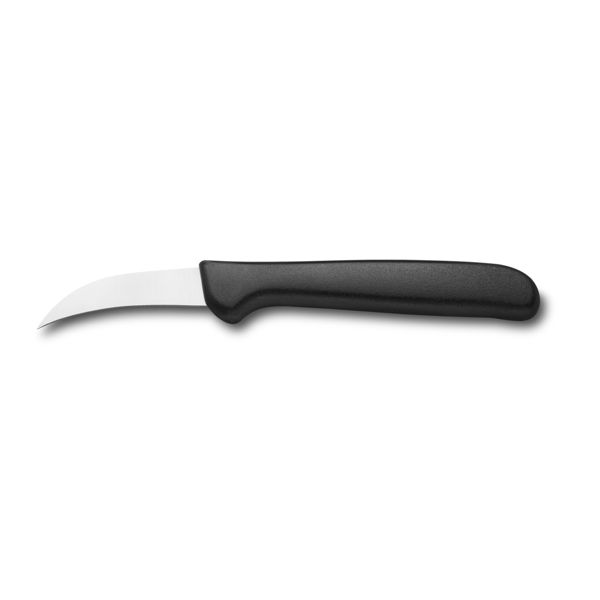 KITCHEN KNIFE EASY CUT, CURVED VEGETABLES KNIFE CM 8, MIRROR POLISHED/SATIN FINISH bld, AISI 420 STAINLESS STEEL bld,  BLACK Atoxic Plastic hld