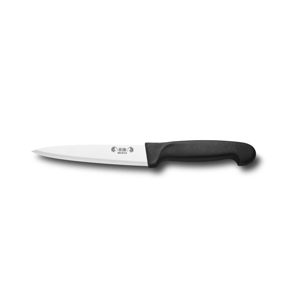 KITCHEN KNIFE HOME CUT, CHEF KNIFE CM 14, MIRROR POLISHED bld, AISI 420 STAINLESS STEEL bld,  BLACK Atoxic Plastic hld