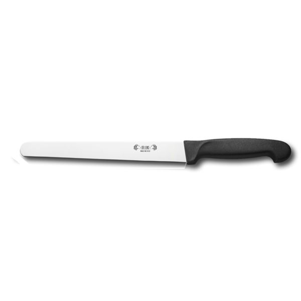 KITCHEN KNIFE HOME CUT, HAM KNIFE CM 22, MIRROR POLISHED bld, AISI 420 STAINLESS STEEL bld,  BLACK Atoxic Plastic hld