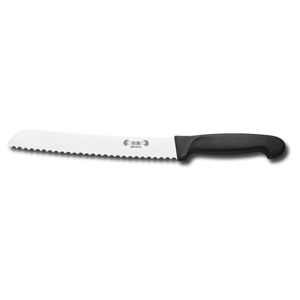 KITCHEN KNIFE HOME CUT, BREAD KNIFE CM 20, MIRROR POLISHED bld, AISI 420 STAINLESS STEEL bld,  BLACK Atoxic Plastic hld