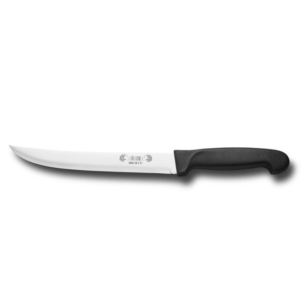 KITCHEN KNIFE HOME CUT, SLICING KNIFE CM 22, MIRROR POLISHED bld, AISI 420 STAINLESS STEEL bld,  BLACK Atoxic Plastic hld