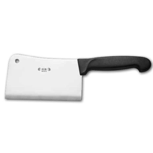 KITCHEN KNIFE HOME CUT, CLEAVER CM 14, MIRROR POLISHED bld, AISI 420 STAINLESS STEEL bld,  BLACK Atoxic Plastic hld