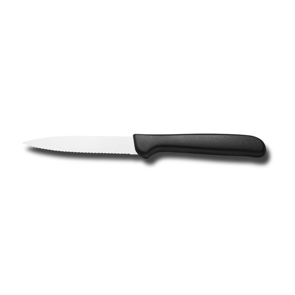 KITCHEN KNIFE EASY CUT, KITCHEN KNIFE CM 11, MIRROR POLISHED/SATIN FINISH bld, AISI 420 STAINLESS STEEL bld,  BLACK Atoxic Plastic hld