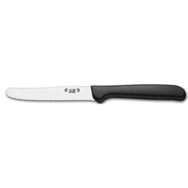 KITCHEN KNIFE EASY CUT, TABLE KNIFE CM 11, MIRROR POLISHED/SATIN FINISH bld, AISI 420 STAINLESS STEEL bld,  BLACK Atoxic Plastic hld