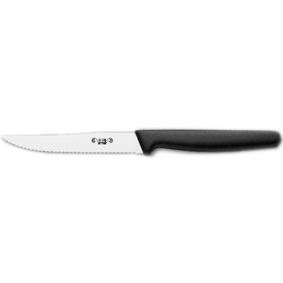 KITCHEN KNIFE EASY CUT, STEAK KNIFE CM 11, MIRROR POLISHED/SATIN FINISH bld, AISI 420 STAINLESS STEEL bld,  BLACK Atoxic Plastic hld