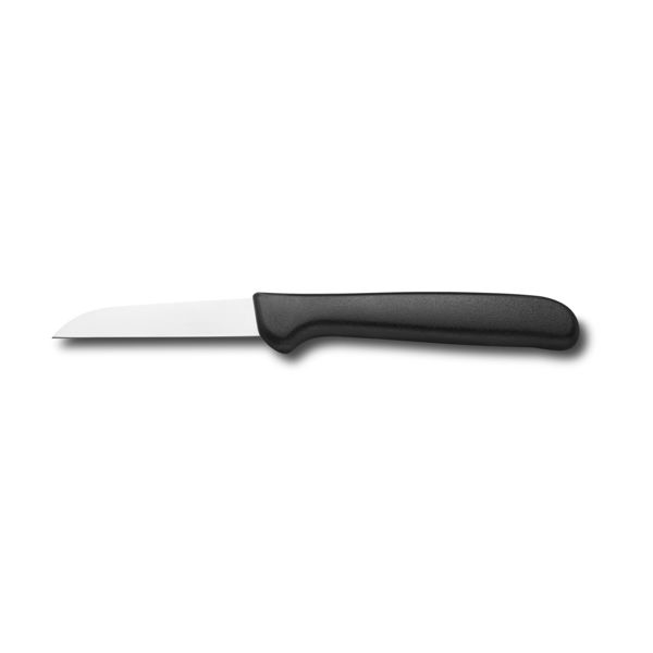 KITCHEN KNIFE EASY CUT, VEGETABLES KNIFE CM 8, MIRROR POLISHED/SATIN FINISH bld, AISI 420 STAINLESS STEEL bld,  BLACK Atoxic Plastic hld