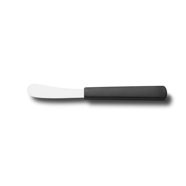 KITCHEN KNIFE EASY CUT, BUTTER KNIFE CM 7, MIRROR POLISHED/SATIN FINISH bld, AISI 420 STAINLESS STEEL bld,  BLACK Atoxic Plastic hld