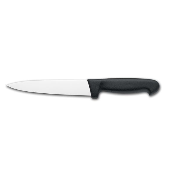 KITCHEN KNIFE CHEF CUT, CHEF KNIFE CM 14, SATIN FINISH bld, 1.4116 STAINLESS STEEL bld,  BLACK Atoxic Plastic hld