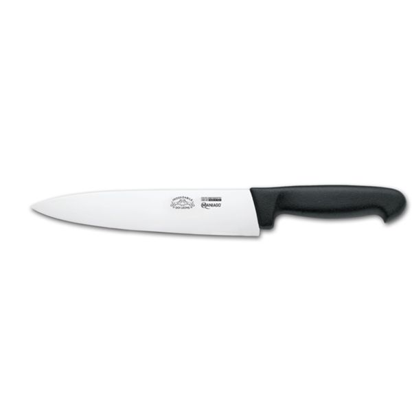 KITCHEN KNIFE CHEF CUT, CHEF KNIFE CM 26, SATIN FINISH bld, 1.4116 STAINLESS STEEL bld,  BLACK Atoxic Plastic hld