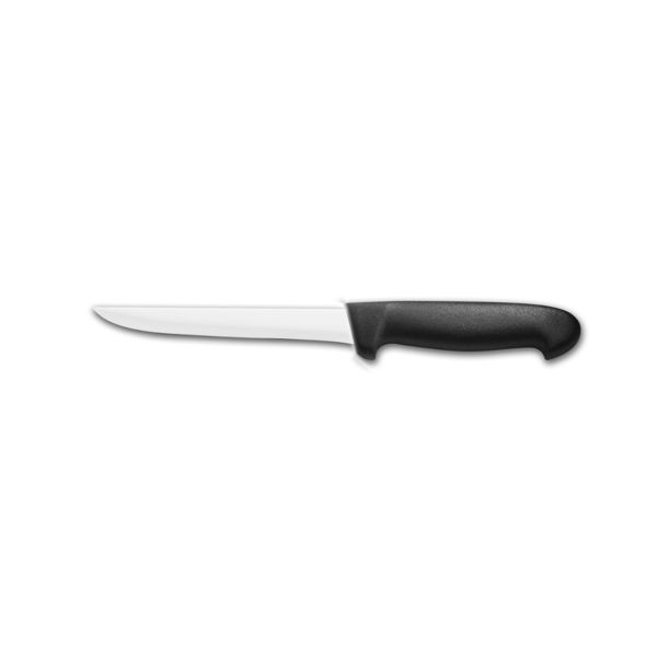 KITCHEN KNIFE CHEF CUT, BONING STRAIGHT KNIFE CM 11, SATIN FINISH bld, 1.4116 STAINLESS STEEL bld,  BLACK Atoxic Plastic hld