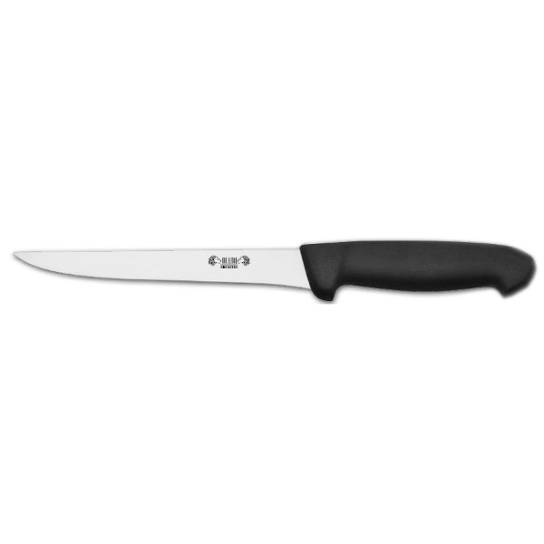 KITCHEN KNIFE CHEF CUT, BONING KNIFE CM 18, SATIN FINISH bld, 1.4116 STAINLESS STEEL bld,  BLACK Atoxic Plastic hld