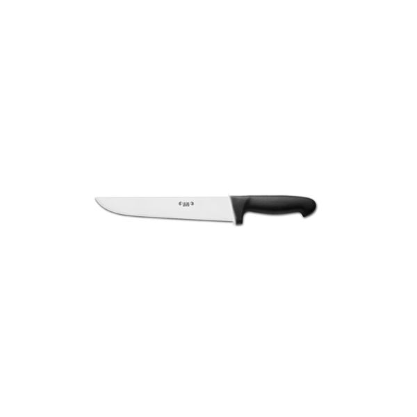 KITCHEN KNIFE CHEF CUT, BUTCHER KNIFE CM 16, SATIN FINISH bld, 1.4116 STAINLESS STEEL bld,  BLACK Atoxic Plastic hld