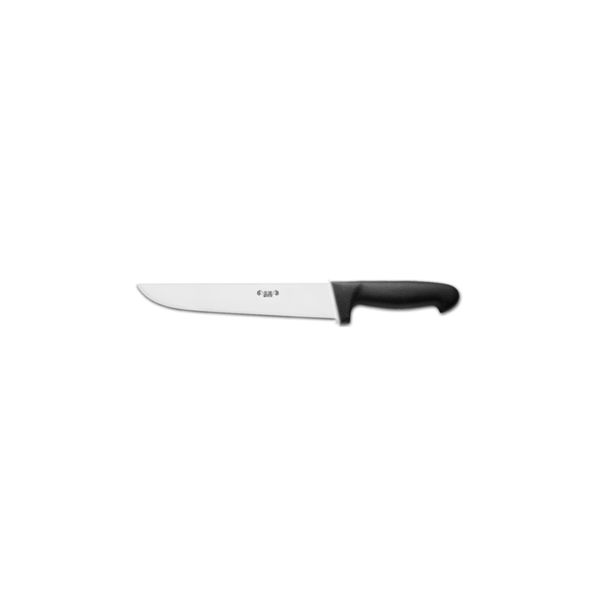 KITCHEN KNIFE CHEF CUT, BUTCHER KNIFE CM 18, SATIN FINISH bld, 1.4116 STAINLESS STEEL bld,  BLACK Atoxic Plastic hld