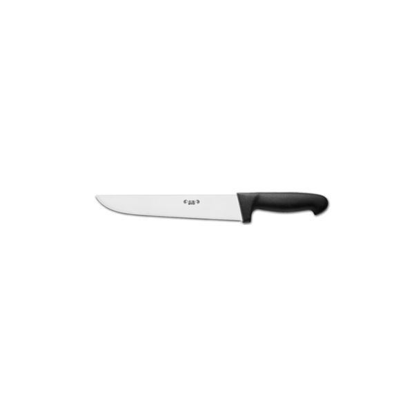 KITCHEN KNIFE CHEF CUT, BUTCHER KNIFE CM 20, SATIN FINISH bld, 1.4116 STAINLESS STEEL bld,  BLACK Atoxic Plastic hld