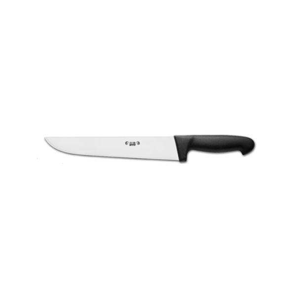 KITCHEN KNIFE CHEF CUT, BUTCHER KNIFE CM 22, SATIN FINISH bld, 1.4116 STAINLESS STEEL bld,  BLACK Atoxic Plastic hld