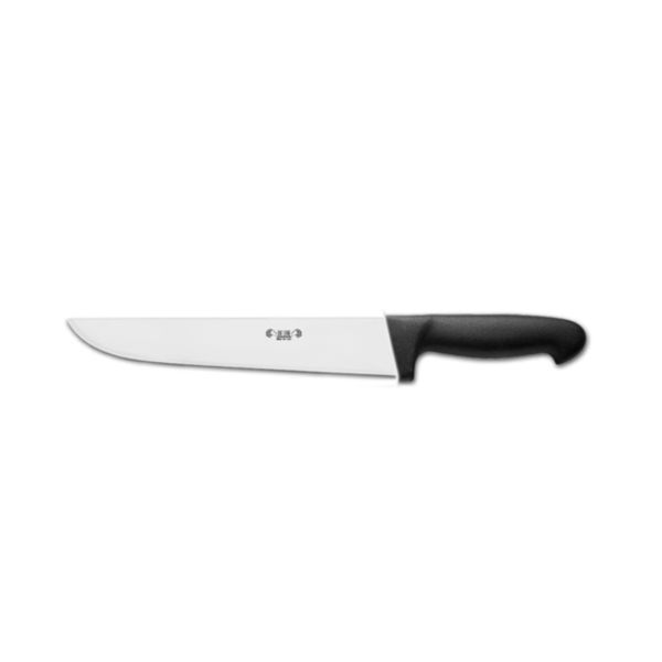 KITCHEN KNIFE CHEF CUT, BUTCHER KNIFE CM 26, SATIN FINISH bld, 1.4116 STAINLESS STEEL bld,  BLACK Atoxic Plastic hld