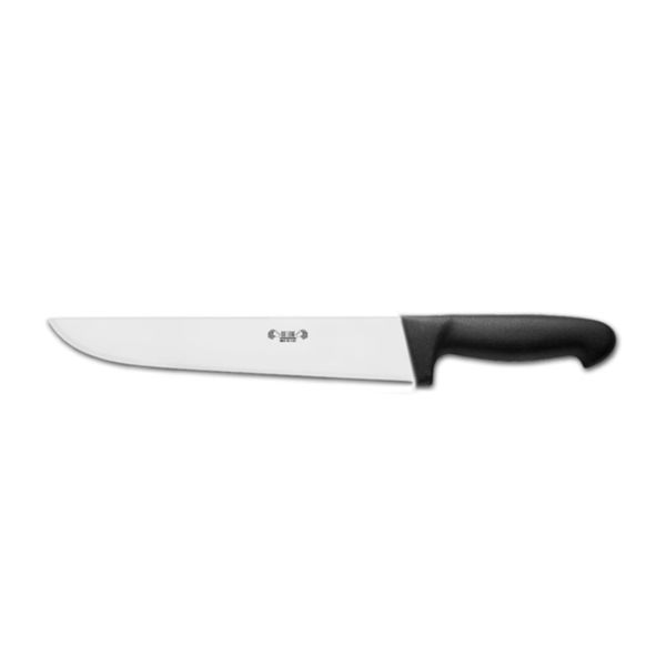 KITCHEN KNIFE CHEF CUT, BUTCHER KNIFE CM 30, SATIN FINISH bld, 1.4116 STAINLESS STEEL bld,  BLACK Atoxic Plastic hld