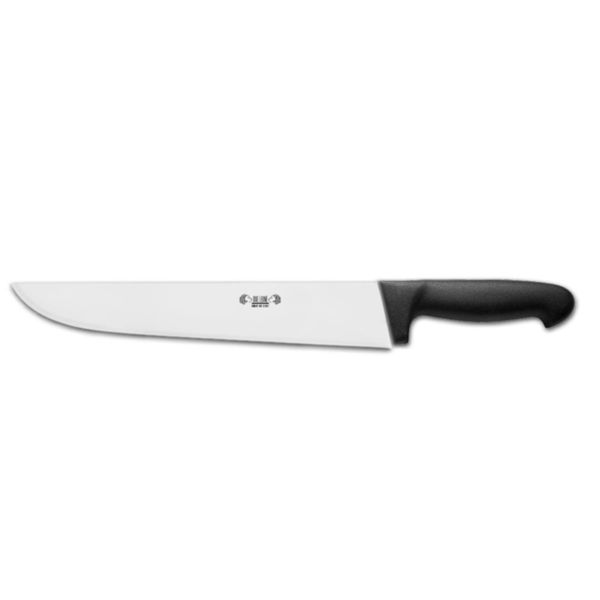 KITCHEN KNIFE CHEF CUT, BUTCHER KNIFE CM 36, SATIN FINISH bld, 1.4116 STAINLESS STEEL bld,  BLACK Atoxic Plastic hld