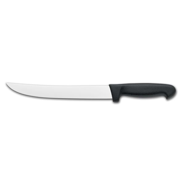 KITCHEN KNIFE CHEF CUT, SLICER CM 22, SATIN FINISH bld, 1.4116 STAINLESS STEEL bld,  BLACK Atoxic Plastic hld