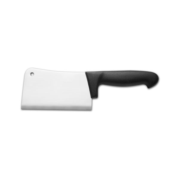 KITCHEN KNIFE CHEF CUT, CLEAVER KNIFE CM 18, SATIN FINISH bld, 1.4116 STAINLESS STEEL bld,  BLACK Atoxic Plastic hld