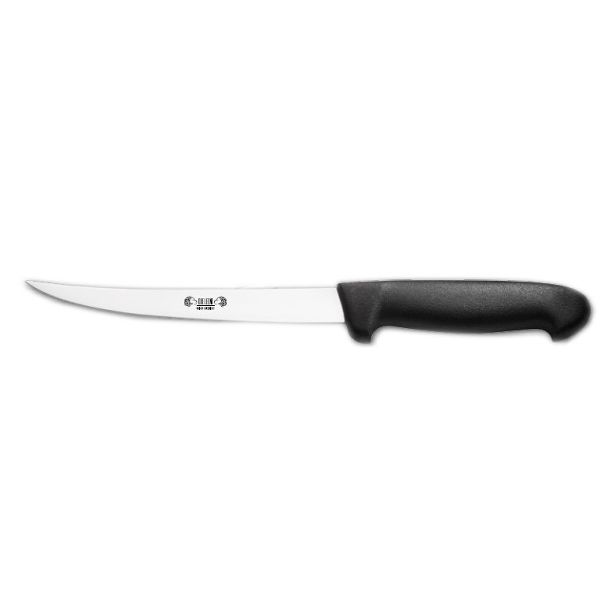 KITCHEN KNIFE CHEF CUT, FILET KNIFE CM 18, SATIN FINISH bld, 1.4116 STAINLESS STEEL bld,  BLACK Atoxic Plastic hld