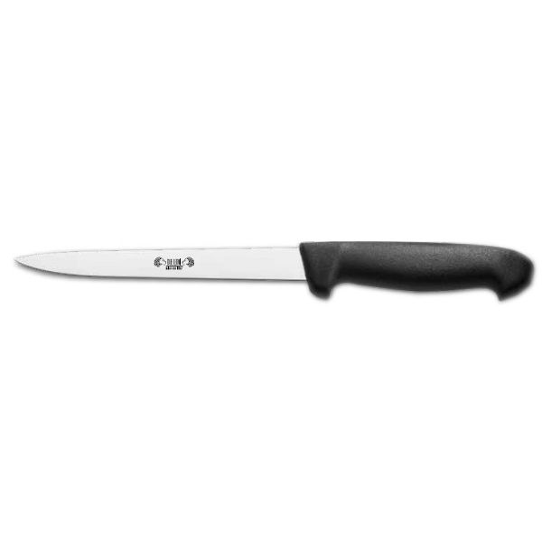 KITCHEN KNIFE CHEF CUT, FILET KNIFE CM 18, SATIN FINISH bld, 1.4116 STAINLESS STEEL bld,  BLACK Atoxic Plastic hld