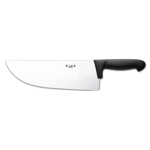 KITCHEN KNIFE CHEF CUT, HEAVY KNIFE CM 28, SATIN FINISH bld, 1.4116 STAINLESS STEEL bld,  BLACK Atoxic Plastic hld