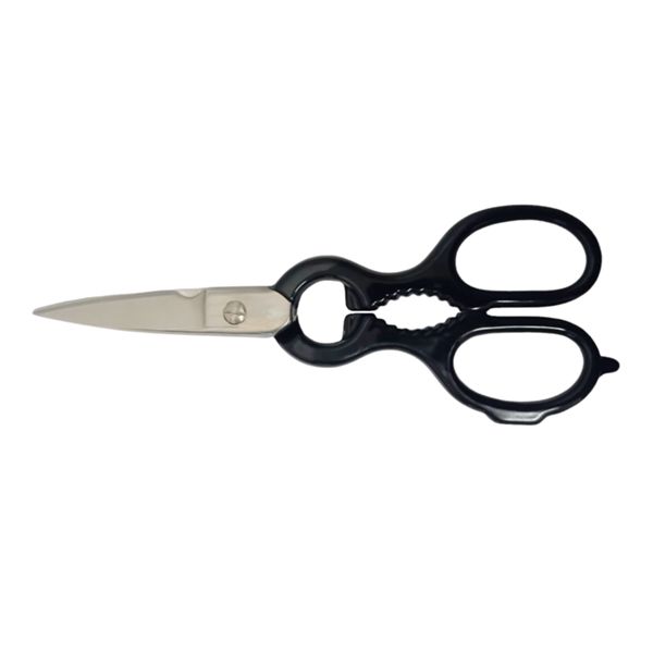 STAINLESS STEEL KITCHEN SCISSORS, BLK POLISH FINISHING, PLASTIC BAG, BULK IN 6 OR 12 pcs CARTON BOXES pkg