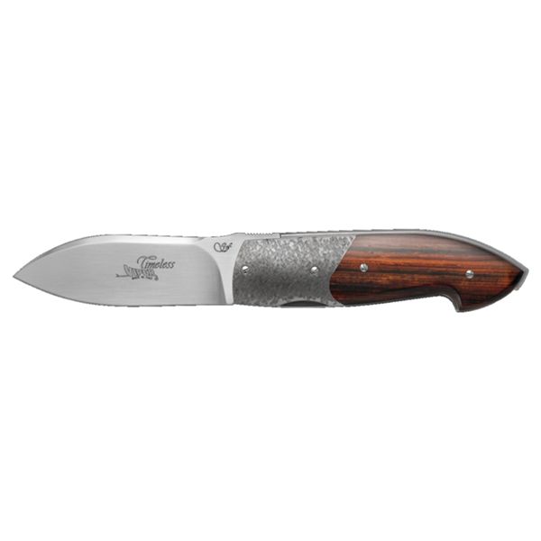 VIPER, TIMELESS, FOLD. KNIFE, W.NR.1.4116 bld, HAMMERED TITANIUM BOLSTERS, COCOBOLO WOOD/PAU SANTO hdl, LEATHER POUCH