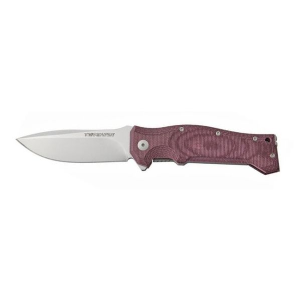 VIPER, TEN, FOLD. KNIFE, N690 BOHLER SATIN bld, BURGUNDY CANVAS hdl, BEAD BLASTED TIT. SPACER, BEARING SYSTEM/CLIP