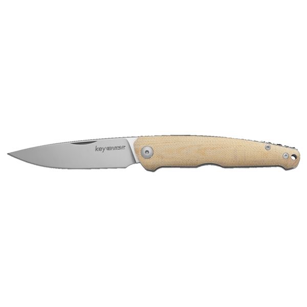 VIPER, KEY, FOLD. KNIFE, M390 BOHLER SATIN bld, LINER W.NR.1.4034, FILEWORK ROUNDED SPRING, LINERS/NATURAL CANVAS MICARTA/SHEATH